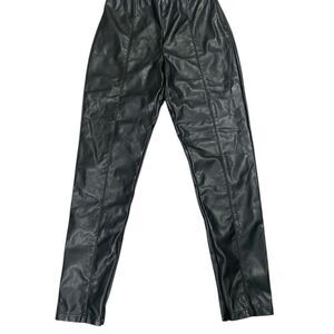 Shinestar Womens Sleek Black Faux Leather Pants